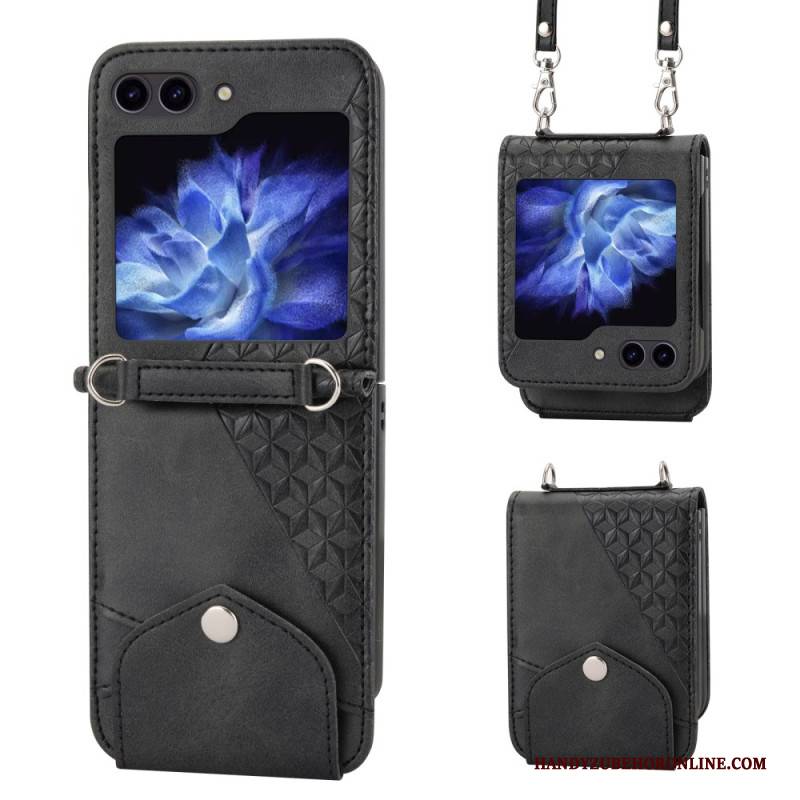 Hülle Für Samsung Galaxy Z Flip 7 Fe Kunstleder-fries Mit Schultergurt