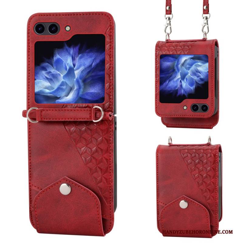Hülle Für Samsung Galaxy Z Flip 7 Fe Kunstleder-fries Mit Schultergurt
