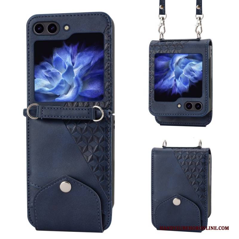 Hülle Für Samsung Galaxy Z Flip 7 Fe Kunstleder-fries Mit Schultergurt