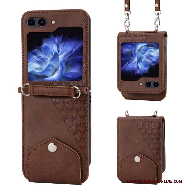 Hülle Für Samsung Galaxy Z Flip 7 Fe Kunstleder-fries Mit Schultergurt