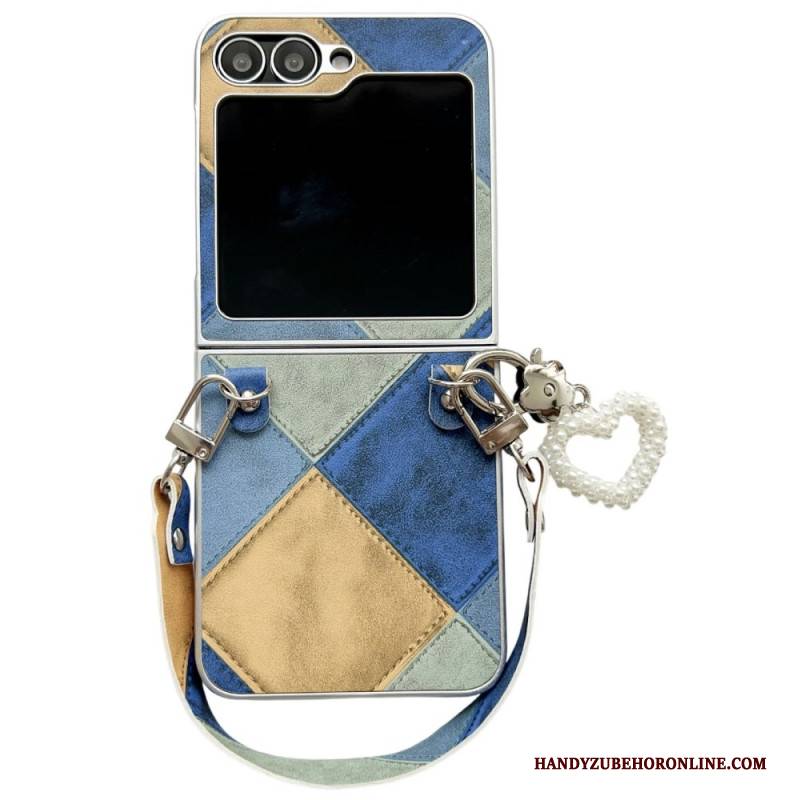 Hülle Für Samsung Galaxy Z Flip 7 Fe Rautenmuster Mit Tragegurt