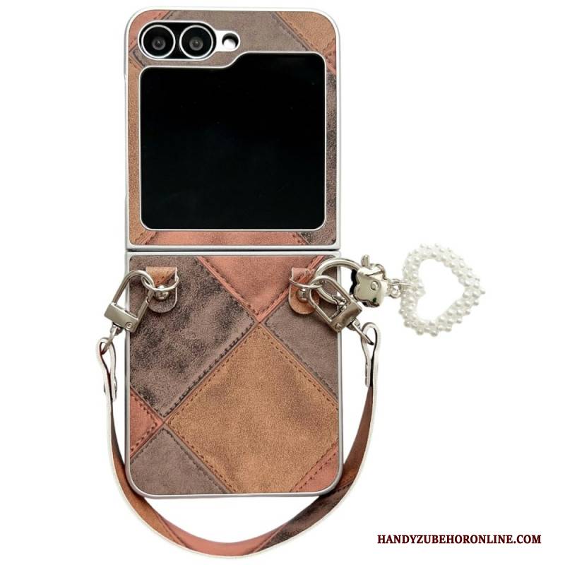 Hülle Für Samsung Galaxy Z Flip 7 Fe Rautenmuster Mit Tragegurt