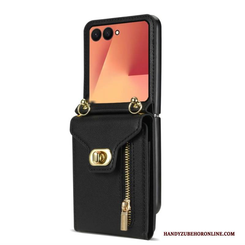 Hülle Für Samsung Galaxy Z Flip 7 Geldbörse Mit Reißverschluss & Schultergurt