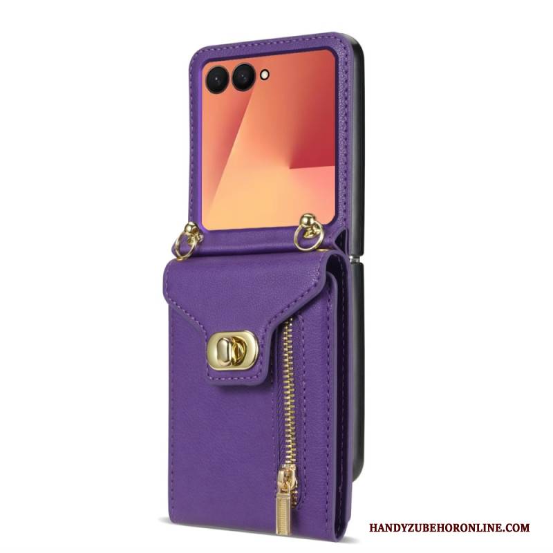 Hülle Für Samsung Galaxy Z Flip 7 Geldbörse Mit Reißverschluss & Schultergurt