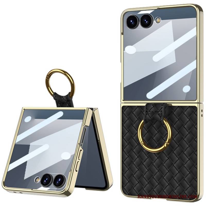 Hülle Für Samsung Galaxy Z Flip 7 Gewebte Struktur Mit Ringhalter