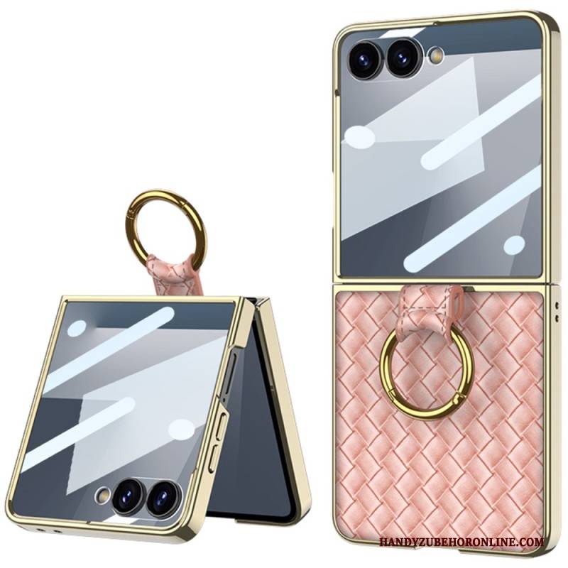 Hülle Für Samsung Galaxy Z Flip 7 Gewebte Struktur Mit Ringhalter