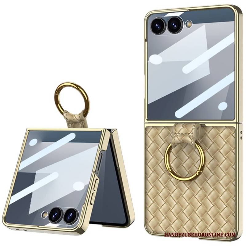 Hülle Für Samsung Galaxy Z Flip 7 Gewebte Struktur Mit Ringhalter