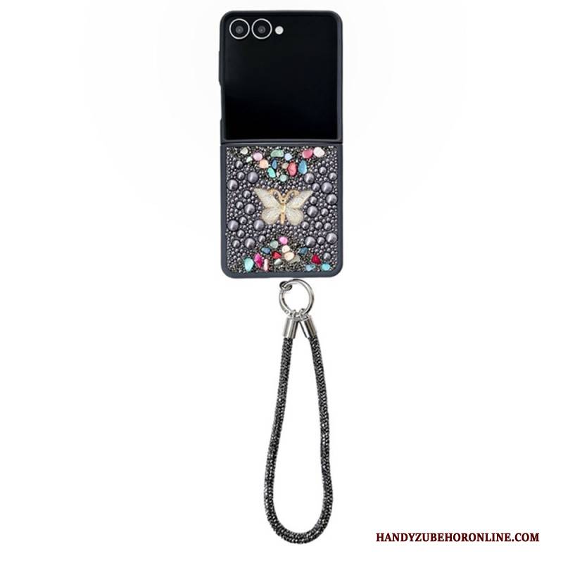 Hülle Für Samsung Galaxy Z Flip 7 Glitzerdesign Und Handschlaufe