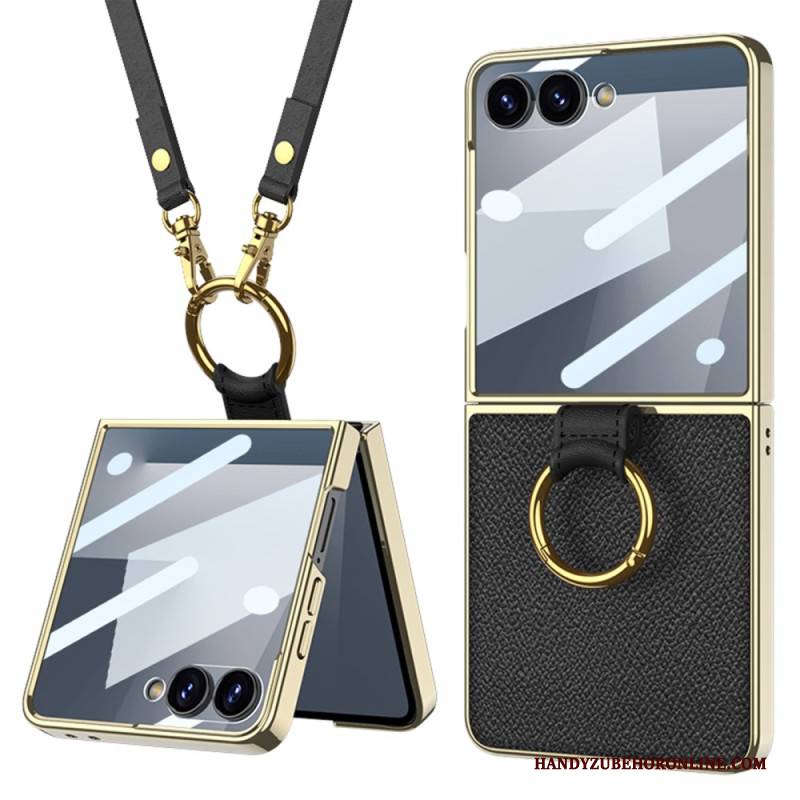 Hülle Für Samsung Galaxy Z Flip 7 Ring Halterung Und Abnehmbarer Schultergurt