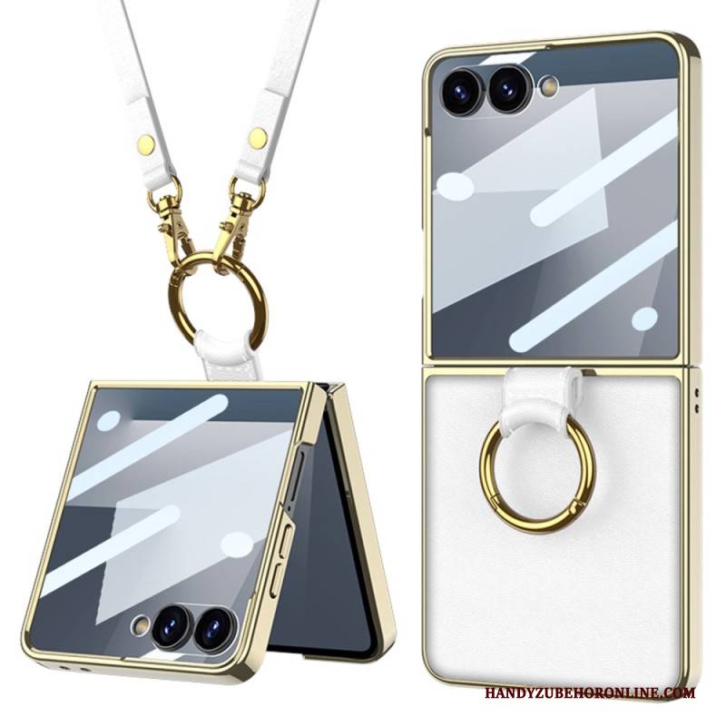 Hülle Für Samsung Galaxy Z Flip 7 Ring Halterung Und Abnehmbarer Schultergurt