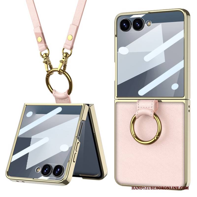 Hülle Für Samsung Galaxy Z Flip 7 Ring Halterung Und Abnehmbarer Schultergurt