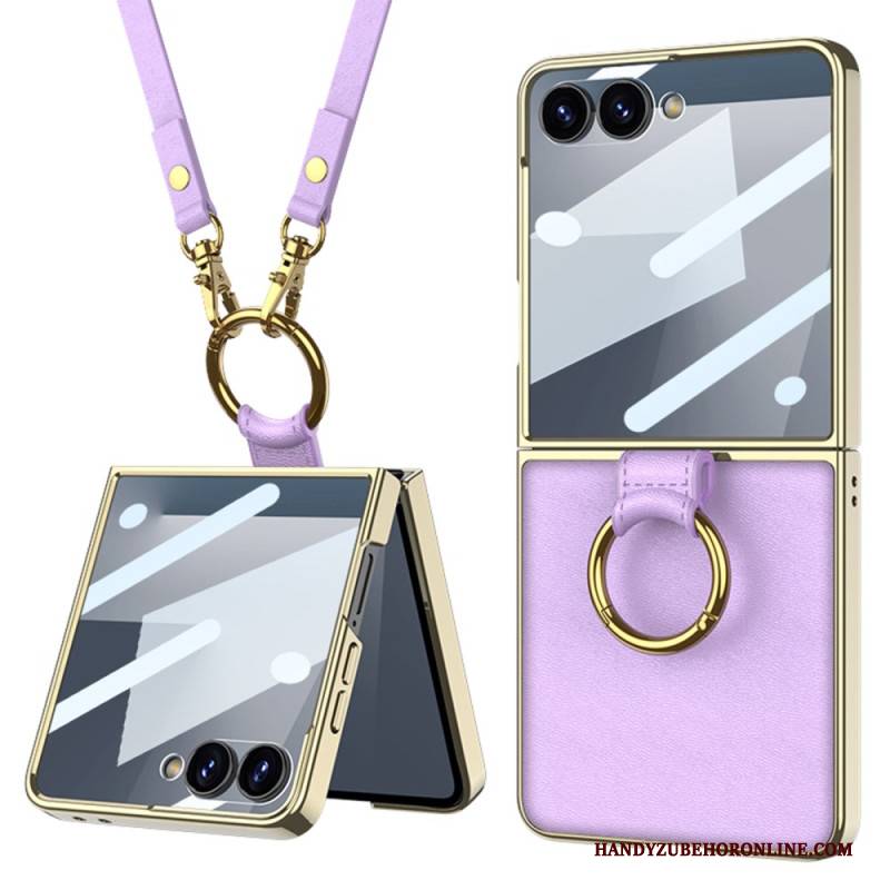 Hülle Für Samsung Galaxy Z Flip 7 Ring Halterung Und Abnehmbarer Schultergurt