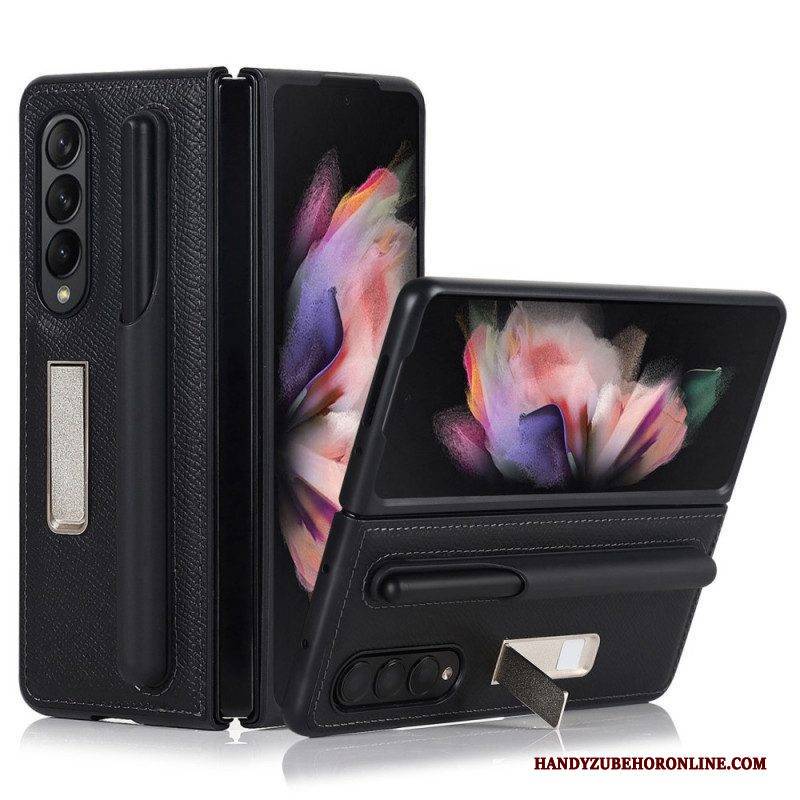 Hülle Für Samsung Galaxy Z Fold 3 5G Ständer Und Stifthalter Aus Echtem Leder