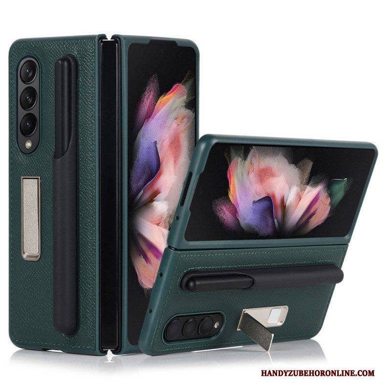 Hülle Für Samsung Galaxy Z Fold 3 5G Ständer Und Stifthalter Aus Echtem Leder