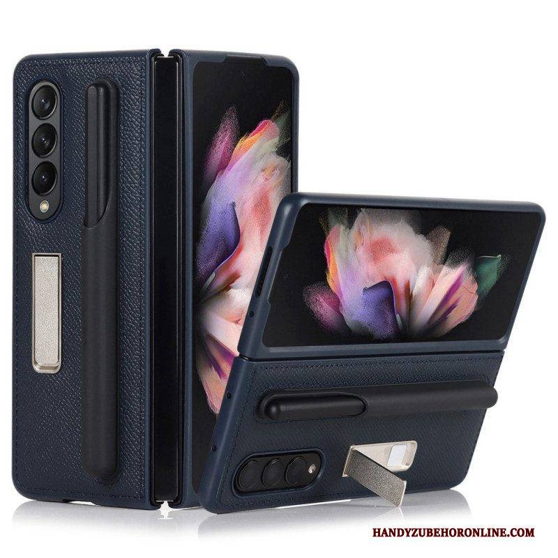 Hülle Für Samsung Galaxy Z Fold 3 5G Ständer Und Stifthalter Aus Echtem Leder