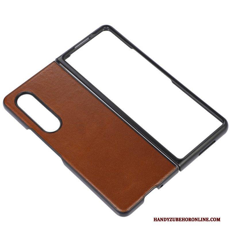 Hülle Für Samsung Galaxy Z Fold 4 Klassisches Echtes Rindsleder
