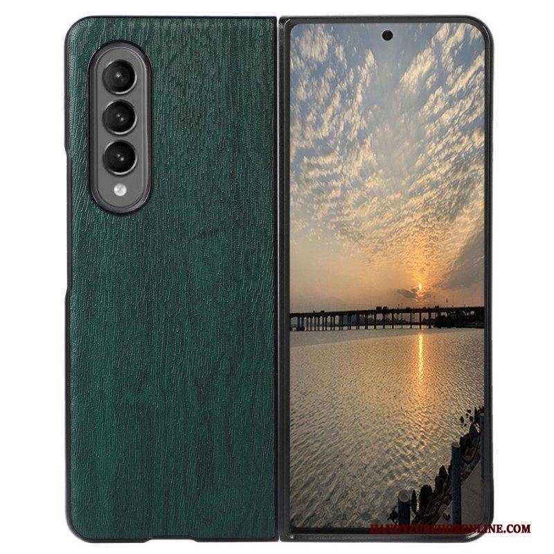 Hülle Für Samsung Galaxy Z Fold 4 Kunstleder-holzstruktur