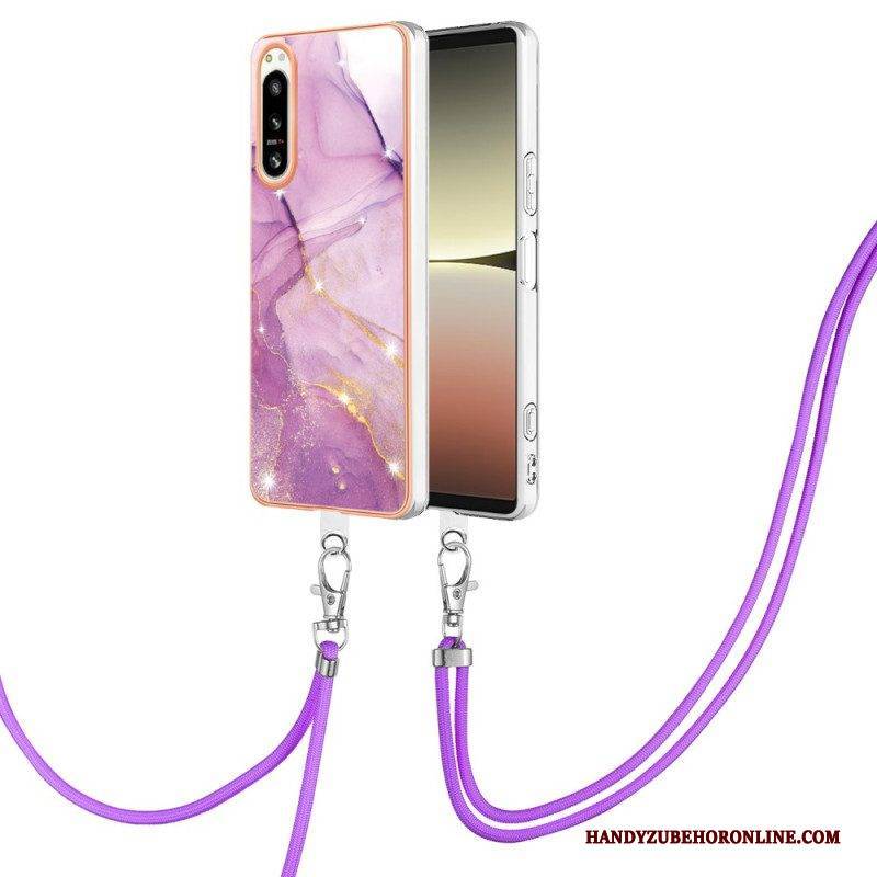 Hülle Für Sony Xperia 5 IV Mit Kordel Mit Marmorschnur