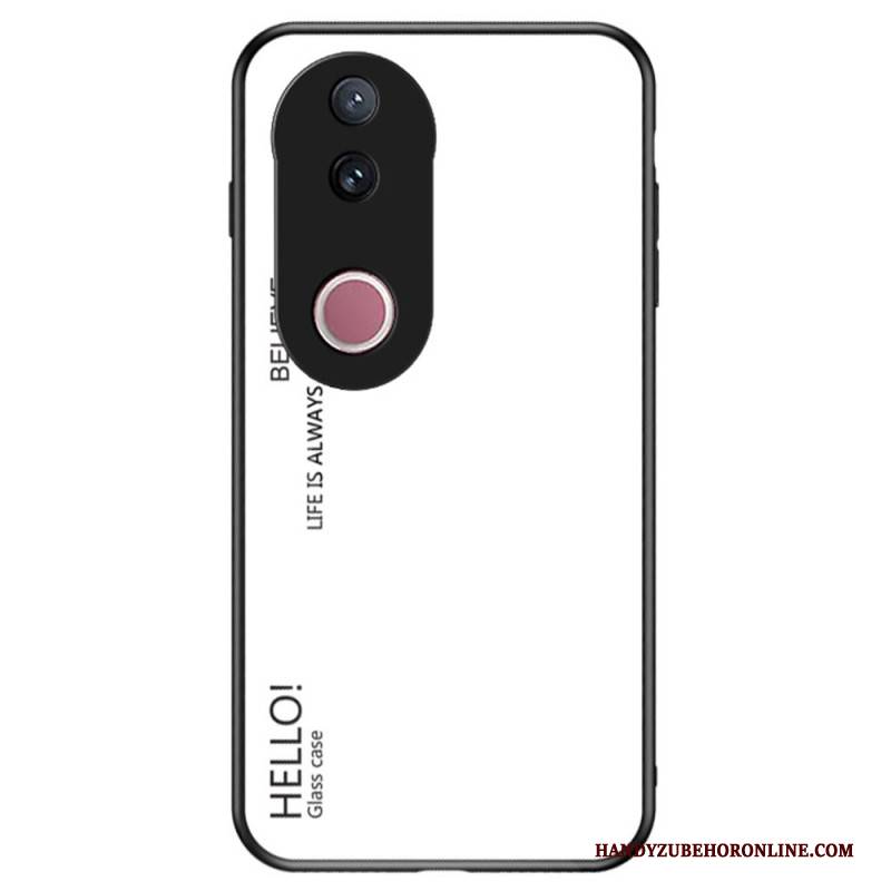 Hülle Für Vivo V50 5g Gehärtetes Glas Aufschrift „hello“
