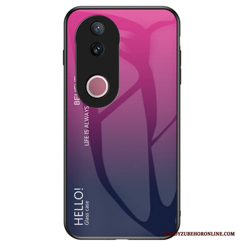 Hülle Für Vivo V50 5g Gehärtetes Glas Aufschrift „hello“