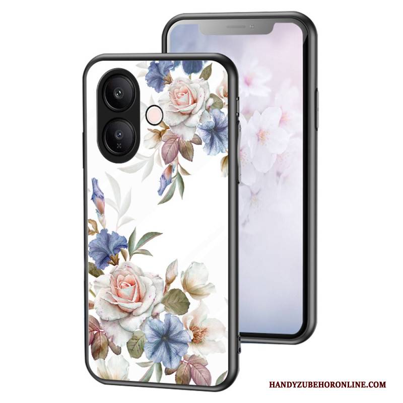Hülle Für Vivo V60 Lite Gehärtetes Glas Mit Blumenmuster