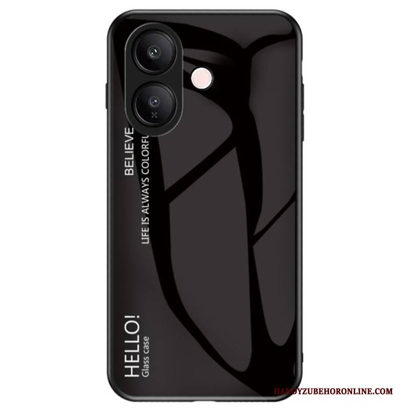 Hülle Für Vivo V60 Lite Gehärtetes Glas Mit Hello-motiv