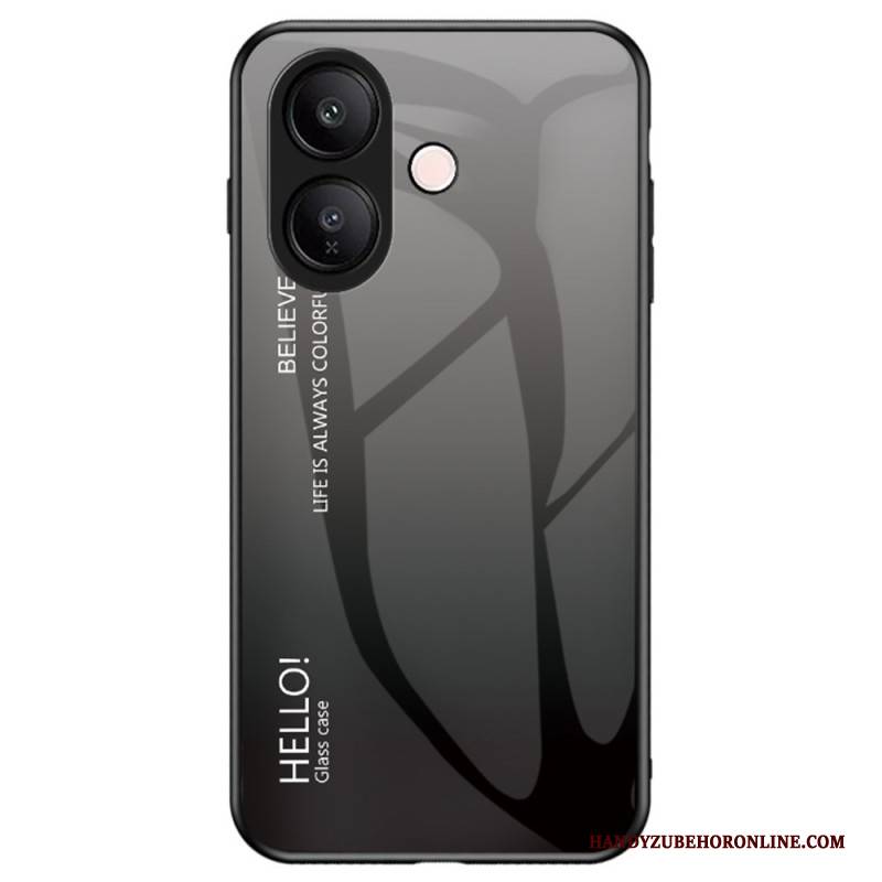 Hülle Für Vivo V60 Lite Gehärtetes Glas Mit Hello-motiv