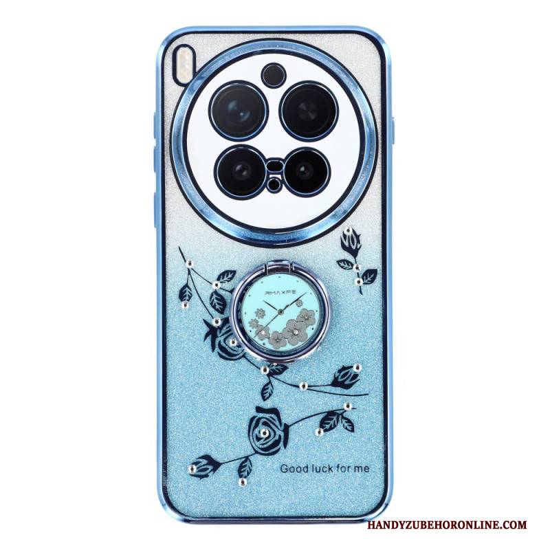 Hülle Für Vivo X300 Pro Ringhalter Mit Blumen Und Strasssteinen