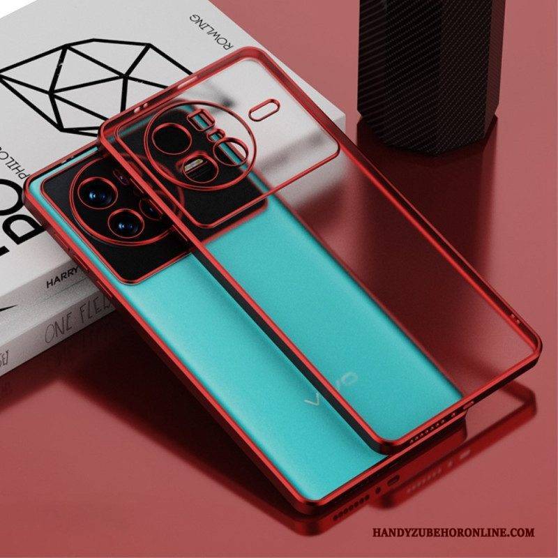 Hülle Für Vivo X80 Pro Transparente Metallische Kontur