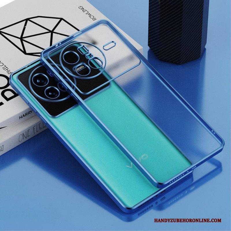 Hülle Für Vivo X80 Pro Transparente Metallische Kontur