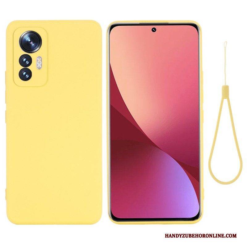 Hülle Für Xiaomi 12 Lite Mit Kordel Riemchen Aus Flüssigem Silikon