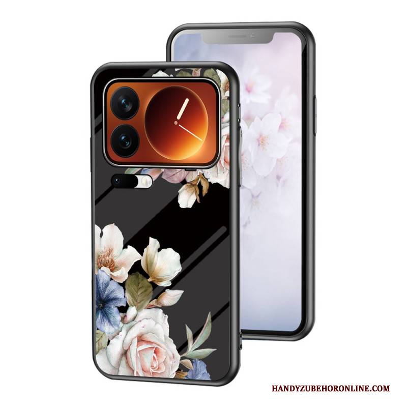Hülle Für Xiaomi 17 Pro Blumenmuster Aus Gehärtetem Glas