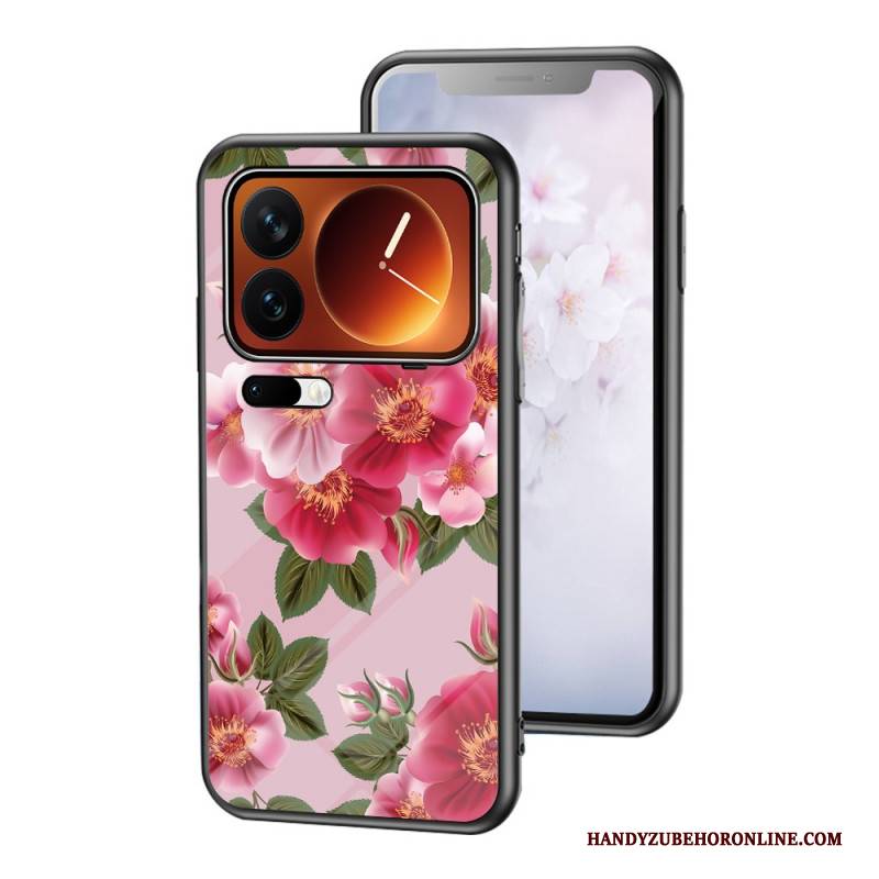 Hülle Für Xiaomi 17 Pro Blumenmuster Aus Gehärtetem Glas