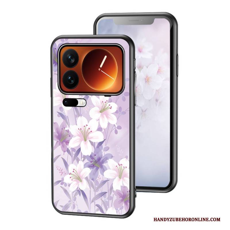 Hülle Für Xiaomi 17 Pro Blumenmuster Aus Gehärtetem Glas