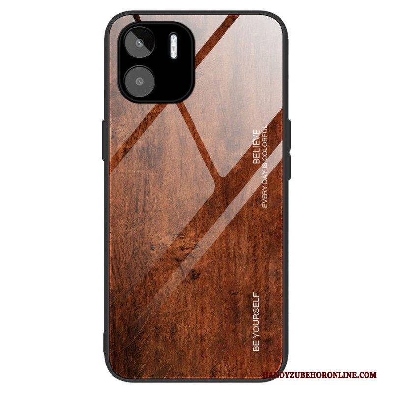 Hülle Für Xiaomi Redmi A1 Holzdesign Aus Gehärtetem Glas