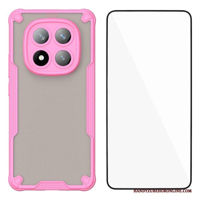 Hülle Für Xiaomi Redmi Note 14 Pro Plus 5g Halbtransparentes Silikon Mit Displayschutzfolie Aus Gehärtetem Glas