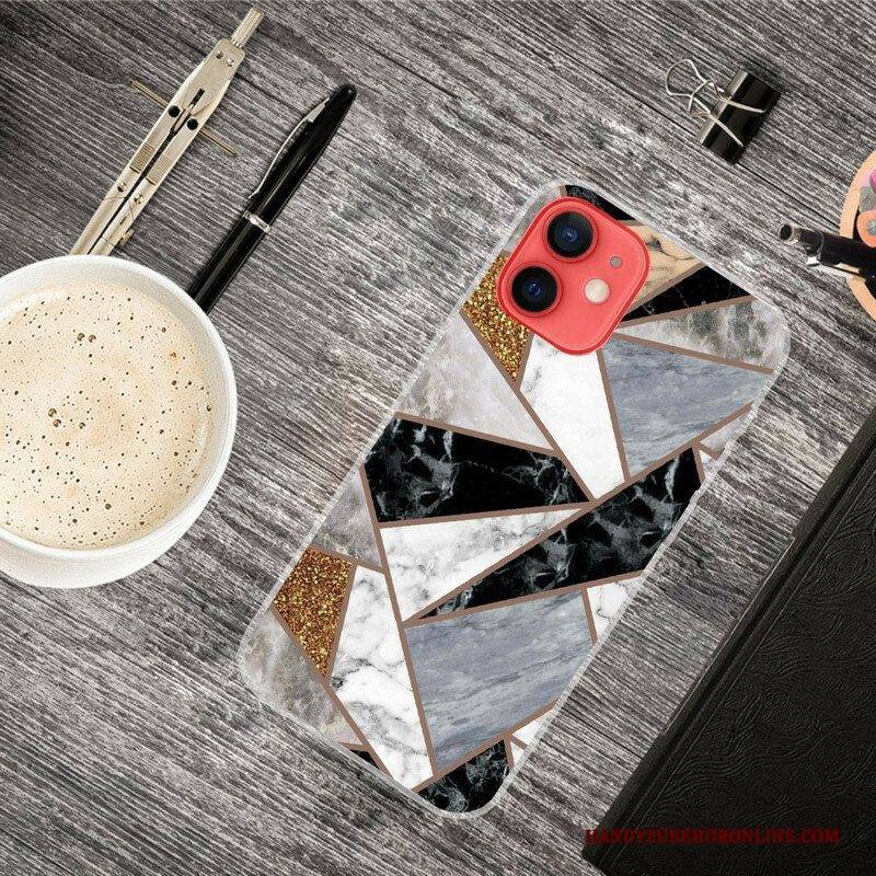 Hülle Für iPhone 13 Mini Variabler Geometrischer Marmor