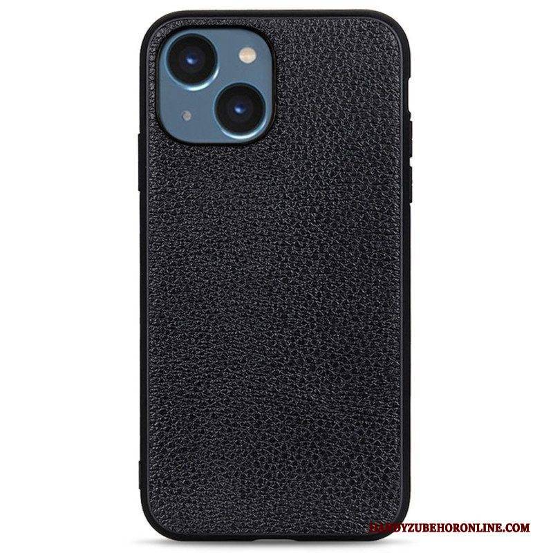 Hülle Für iPhone 14 Plus Echtes Litschi-leder