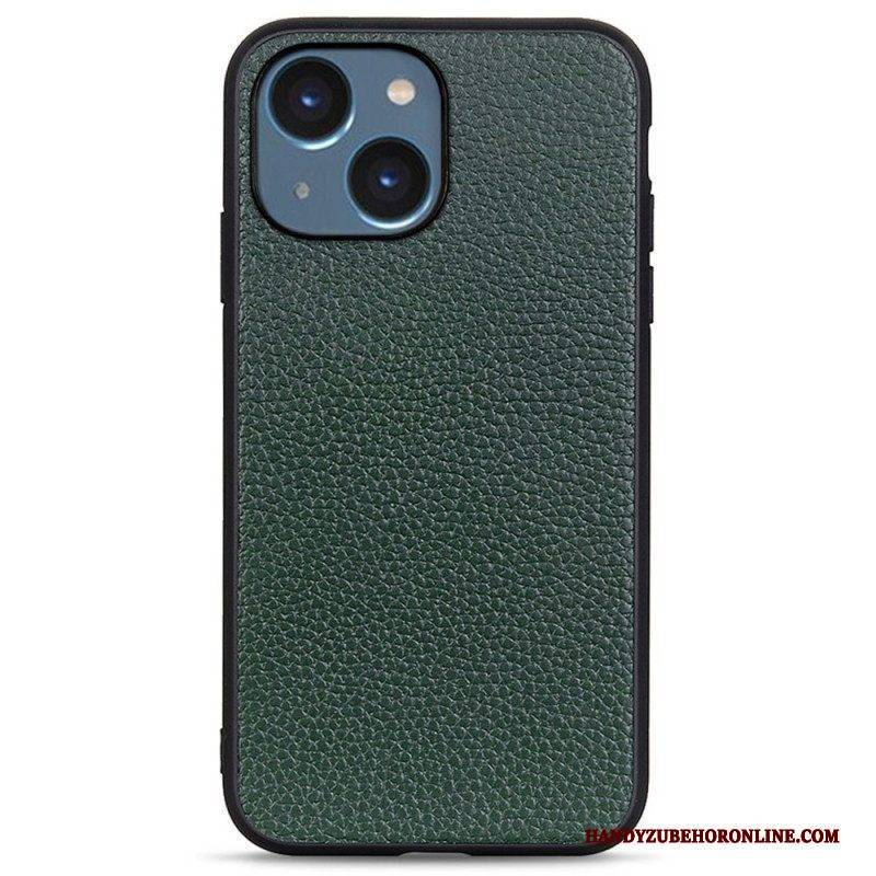 Hülle Für iPhone 14 Plus Echtes Litschi-leder