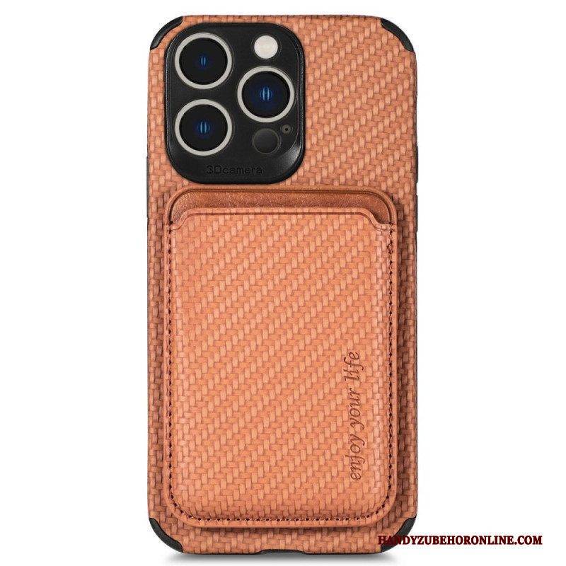 Hülle Für iPhone 14 Pro Brieftasche Geldbörse Aus Kohlefaser Und Magnet