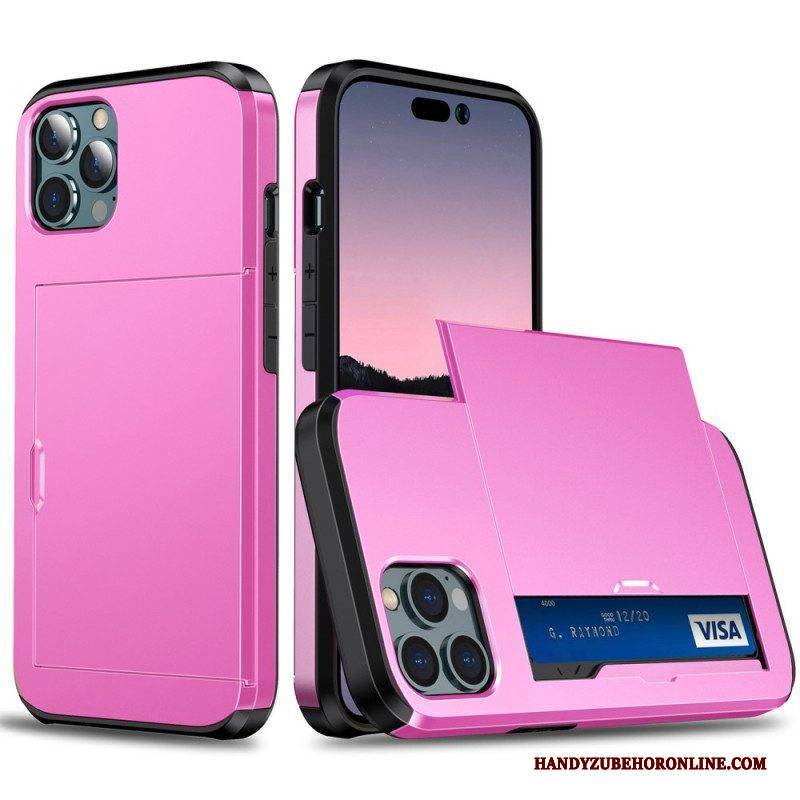 Hülle Für iPhone 14 Pro Max Zwei Kartenhalter Mit Reißverschluss