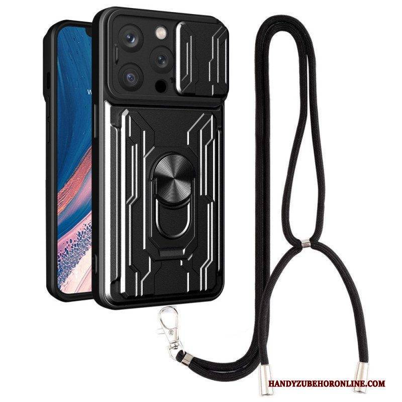 Hülle Für iPhone 14 Pro Mit Kordel Kartenhalter-lanyard Und Ständer
