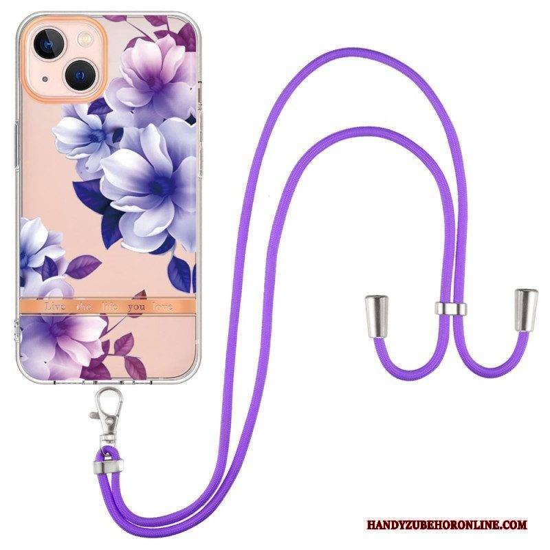 Hülle Für iPhone 15 Plus Mit Kordel Kordonblumen