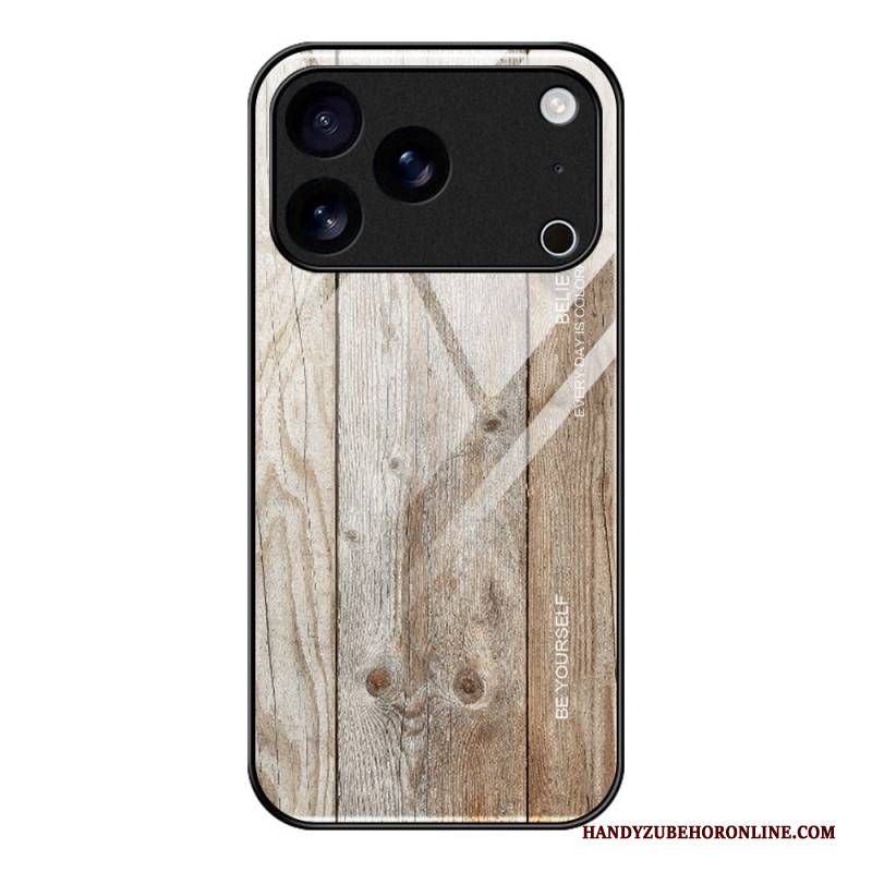 Hülle Für iPhone 17 Pro Gehärtetes Glas Mit Holzstruktur