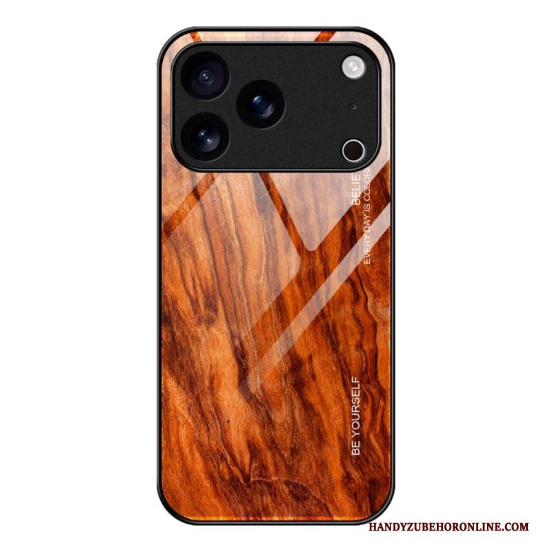 Hülle Für iPhone 17 Pro Gehärtetes Glas Mit Holzstruktur
