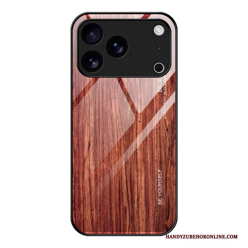 Hülle Für iPhone 17 Pro Gehärtetes Glas Mit Holzstruktur