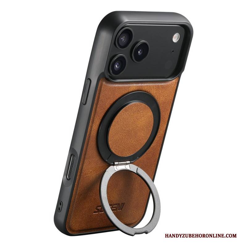 Hülle Für iPhone 17 Pro Magsafe-kompatibles Modell In Gewachster Lederoptik Mit Drehbarer Halterung