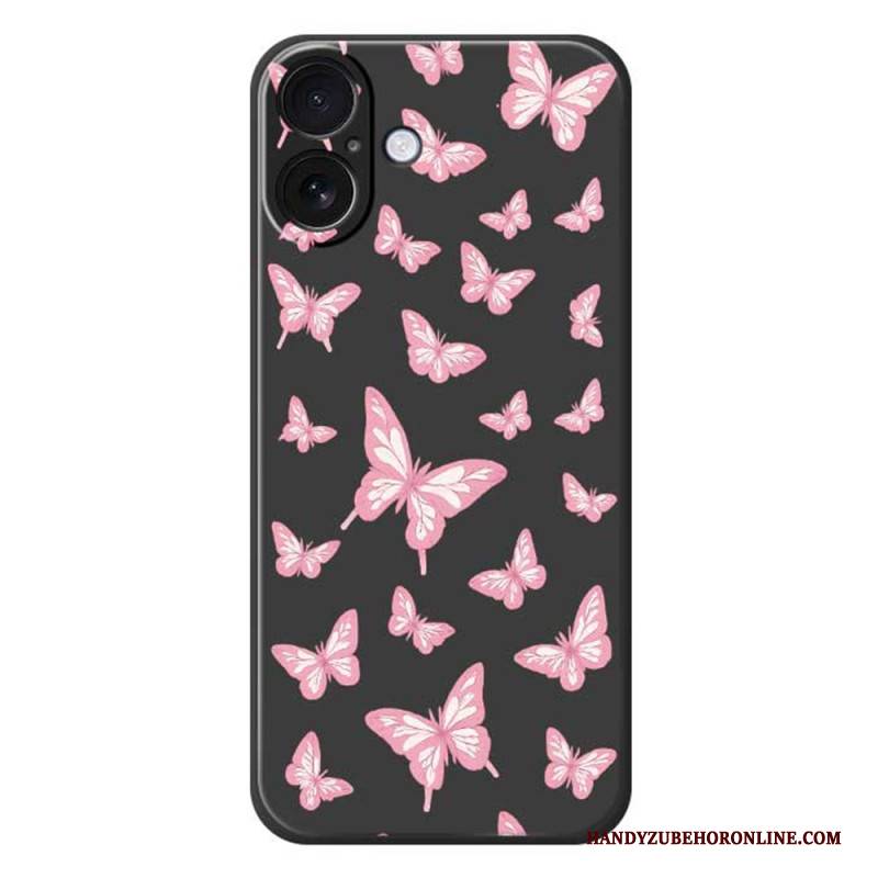 Hülle Für iPhone 17 Schmetterlinge Aus Flüssigsilikon