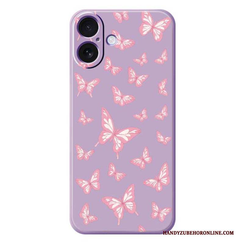 Hülle Für iPhone 17 Schmetterlinge Aus Flüssigsilikon