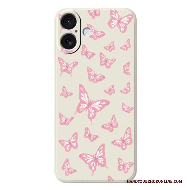Hülle Für iPhone 17 Schmetterlinge Aus Flüssigsilikon